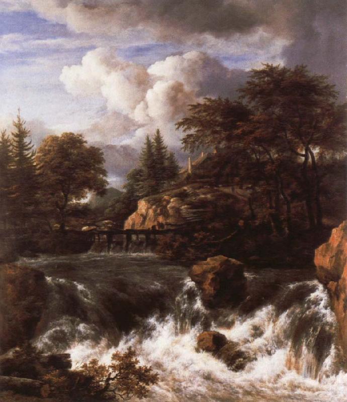 Jacob van Ruisdael a waterfall in a rocky landscape oil painting image